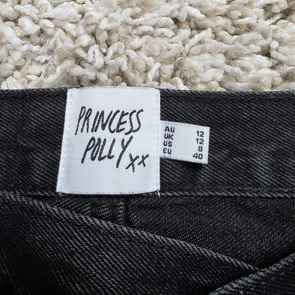 Princess Polly Black Straight Leg Jeans Size 8 - Picture 5 of 8